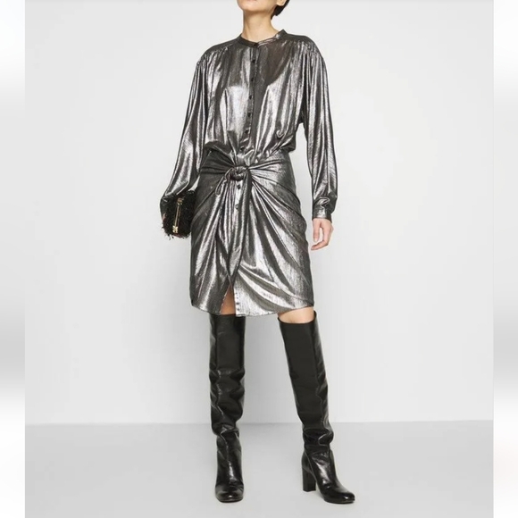 REBECCA MINKOFF | Willow Dress In Gunmetal - Small - wrap skirt - adjustable - Picture 8 of 13